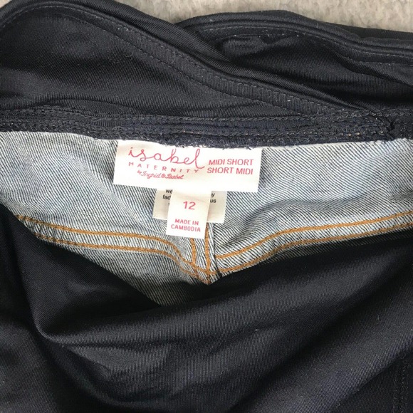 Isabel Maternity Shorts Women 12 Denim Midi Crossover Panel Comfort Support‎ - Picture 3 of 9